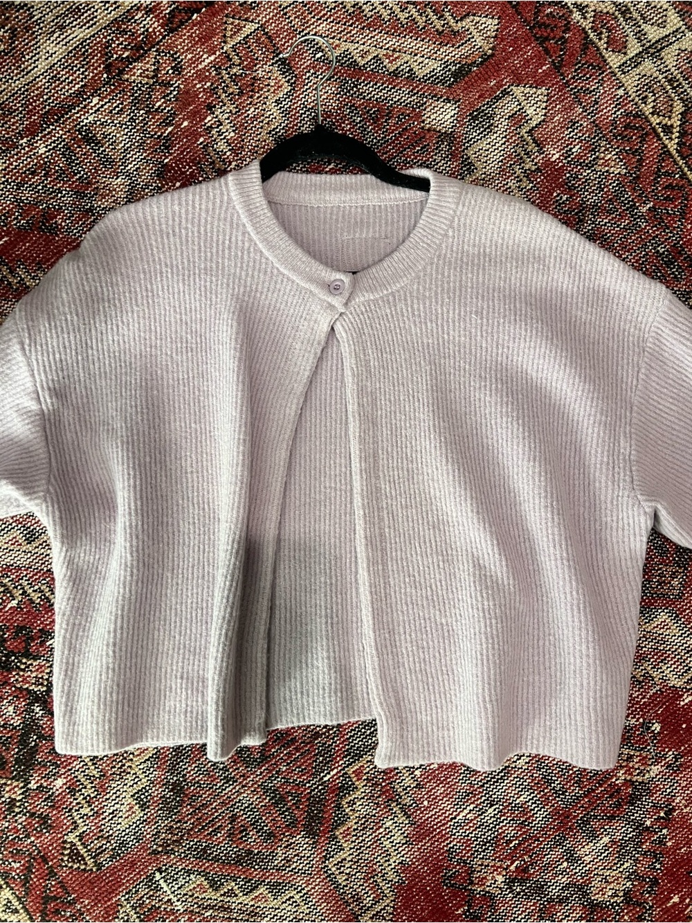 Daily Drills Lavender Ribbed Cropped Cardigan